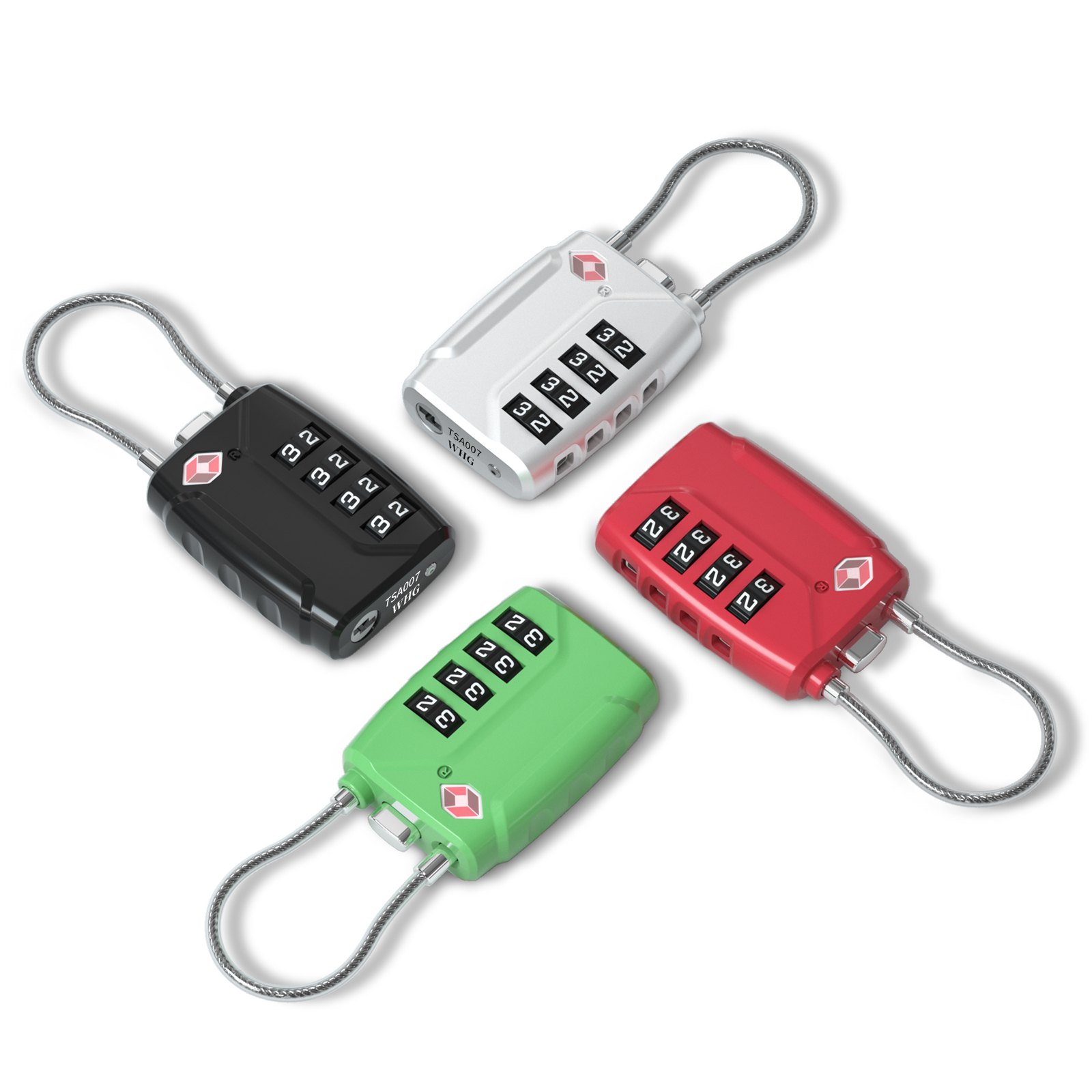 TSA-541 padlocks in black, silver, red and green